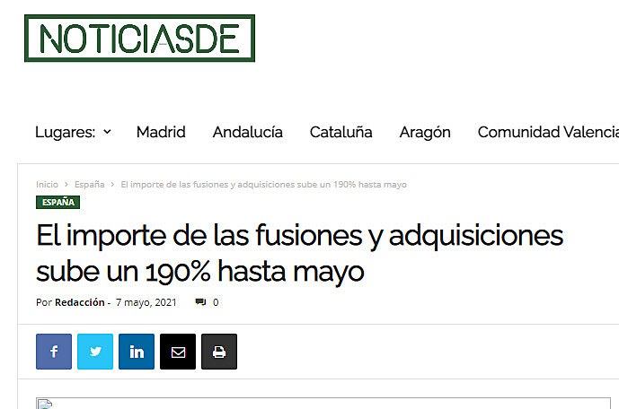 El importe de las fusiones y adquisiciones sube un 190% hasta mayo